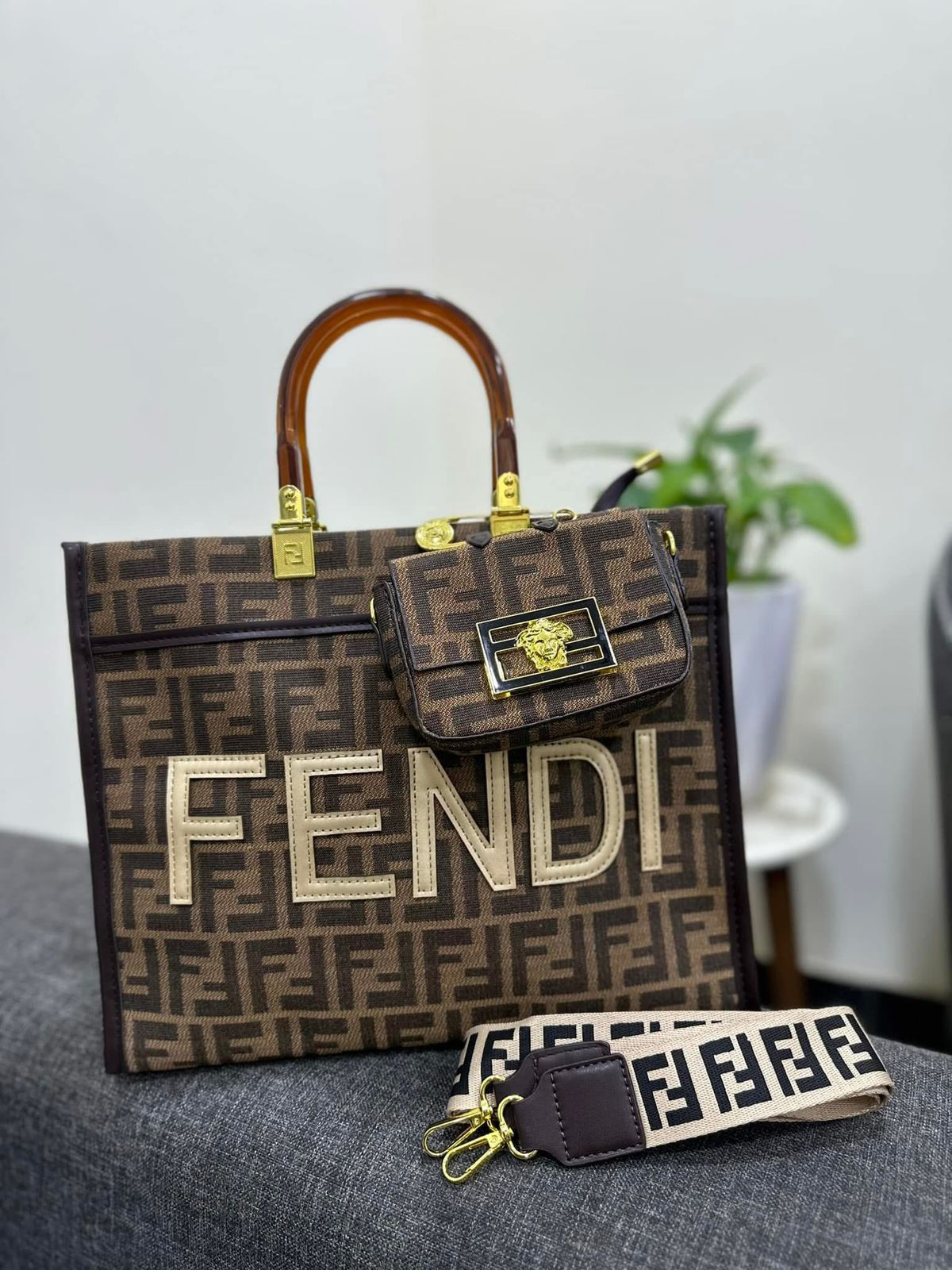 FENDI Sunshine Fabric Handbag